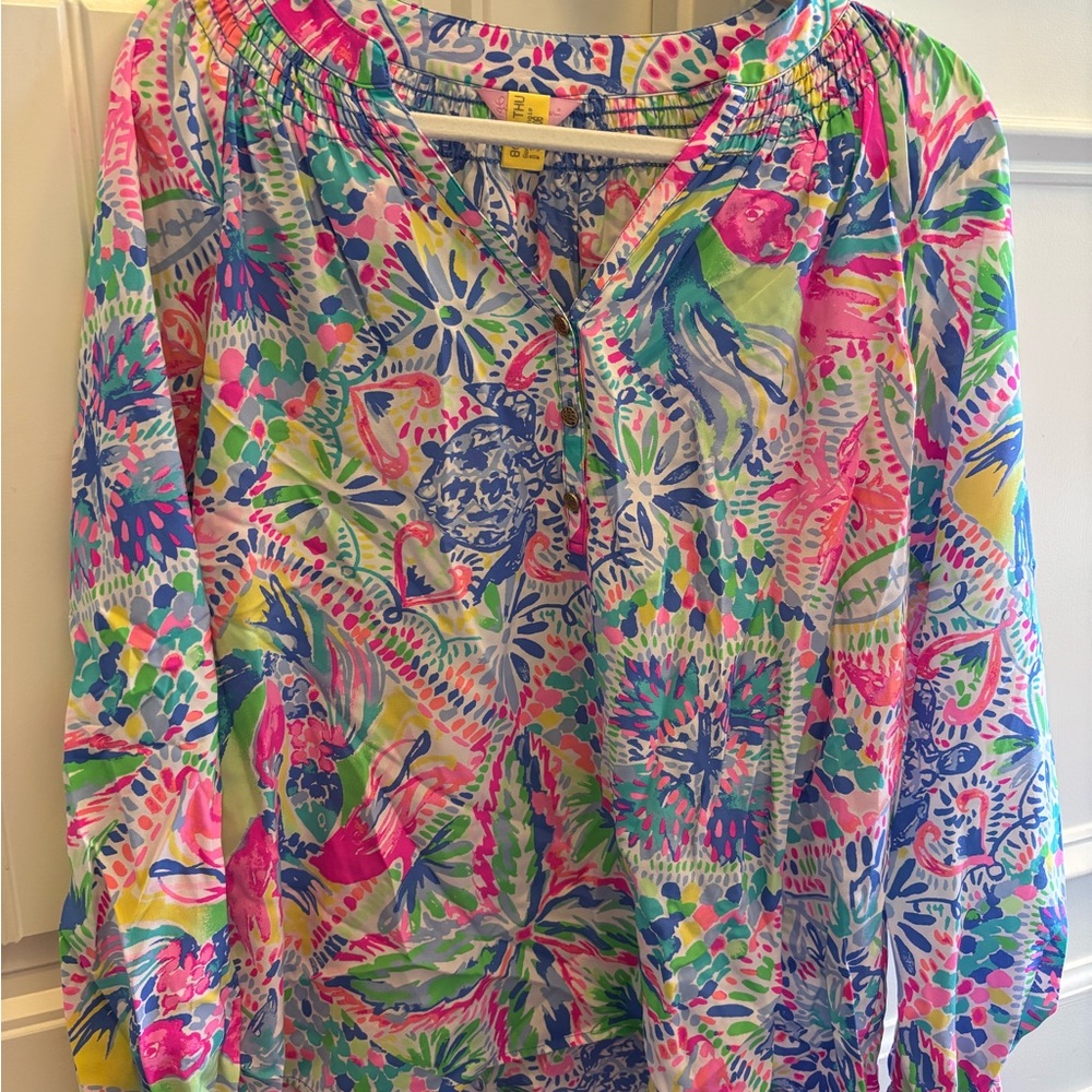 Lilly Pulitzer Elsa Top - size M - pink blue yellow green